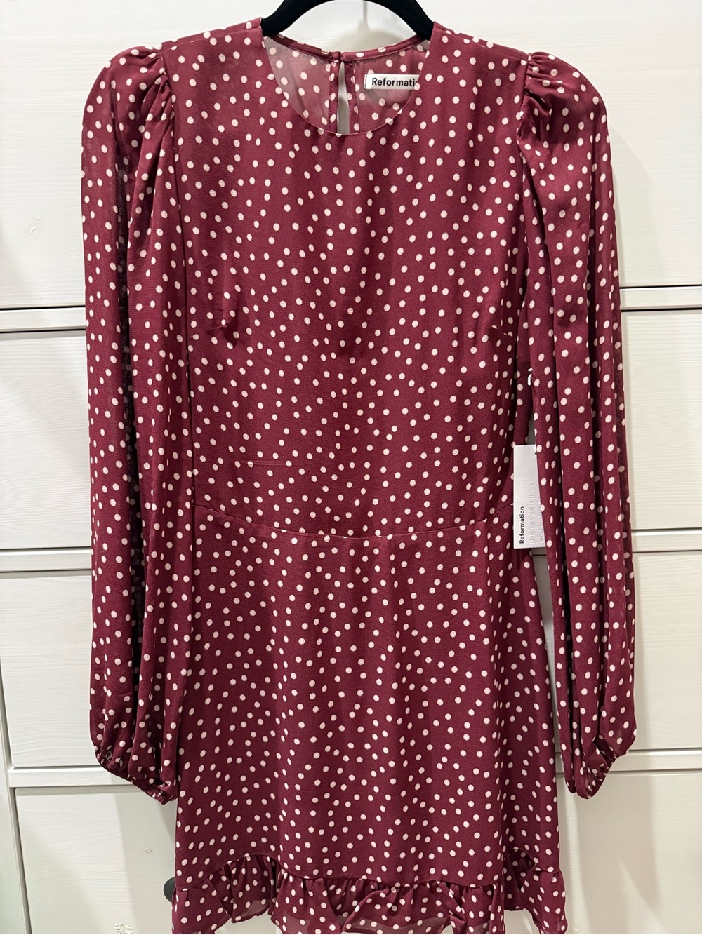 Reformation Resnick Dress Monique Burgundy Fit and Flare Mini Size 2 NWT